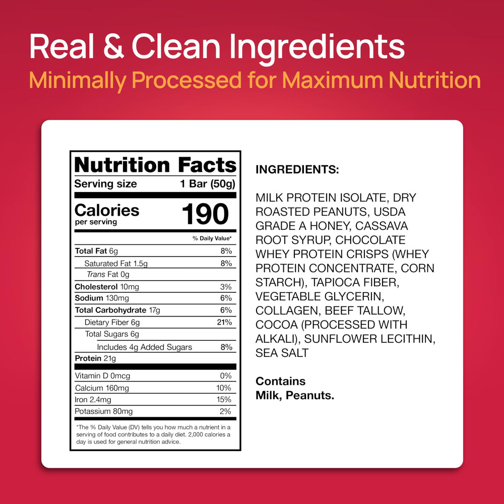 ProGo Protein Bars front view shows fudge brownie flavor and real ingredients