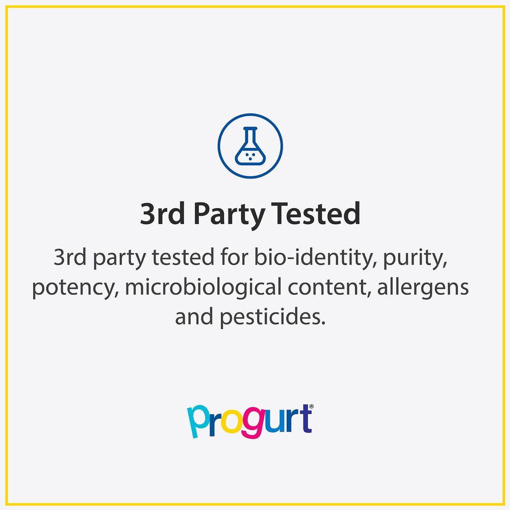PROGURT Shelf-stable travel-ready probiotic sachets compact for on-the-go use.