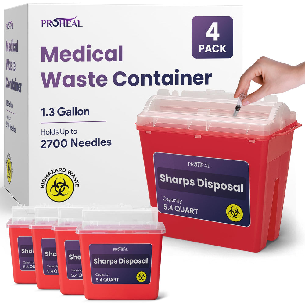 ProHeal 4-pack large sharps container front view for home use
