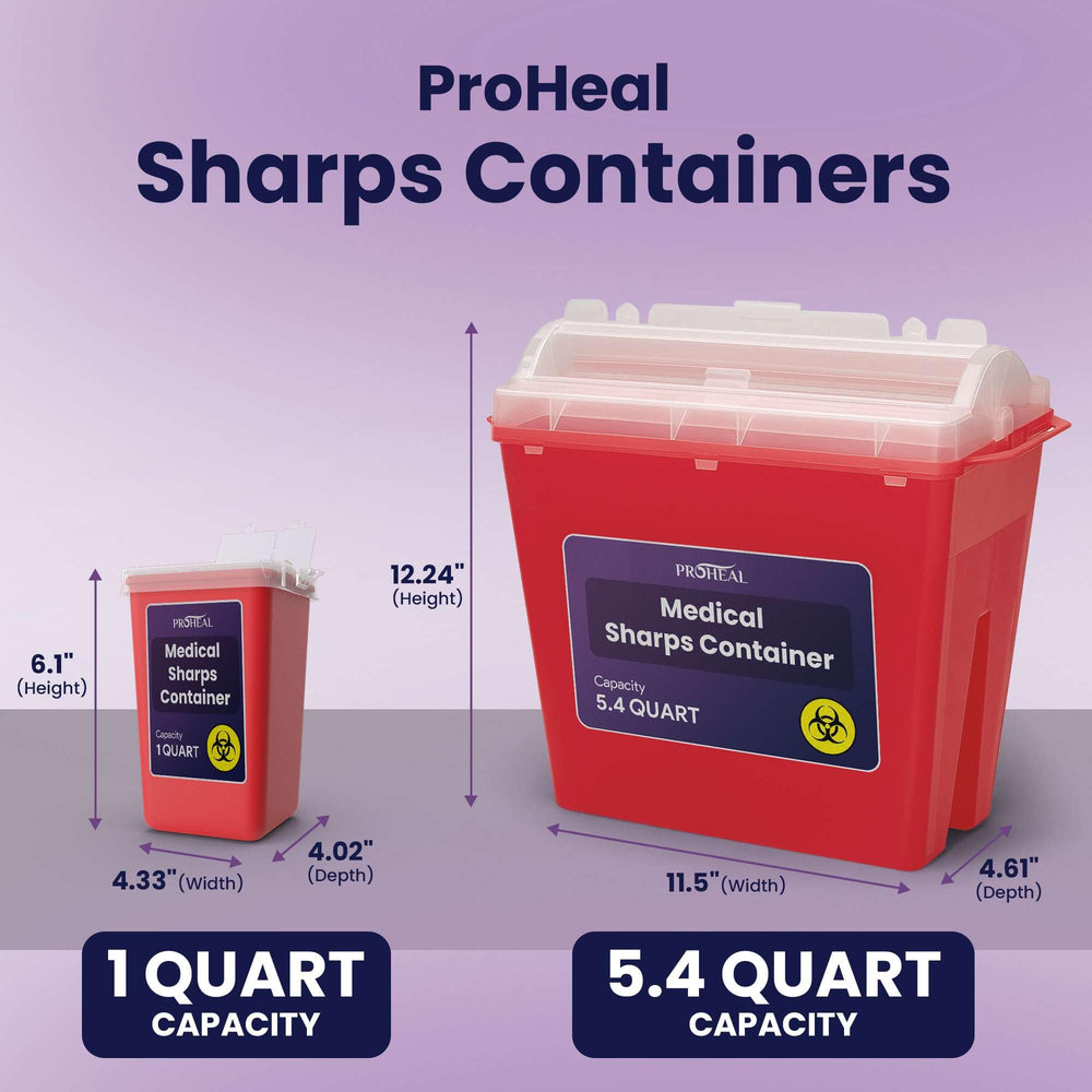 ProHeal home-use sharps container setup for desks and rooms