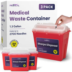 ProHeal large sharps container 3-pack on display for home use.