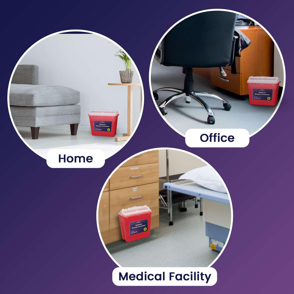 ProHeal large sharps container holds needles syringes blades safely.