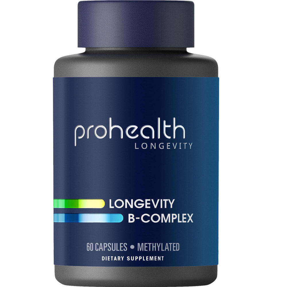 ProHealth Longevity B-Complex bottle front view supports daily energy and balance