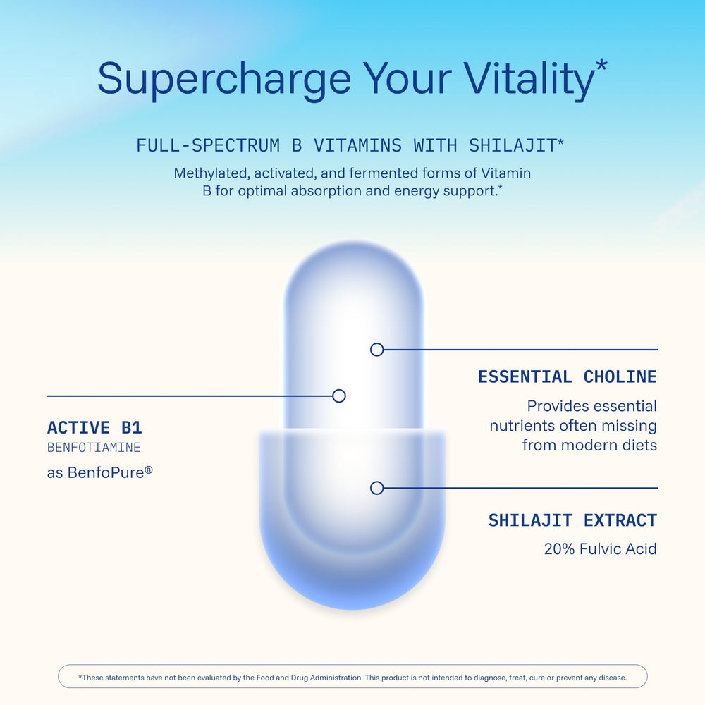 ProHealth Longevity B-Complex shilajit detail emphasizing fulvic acid component
