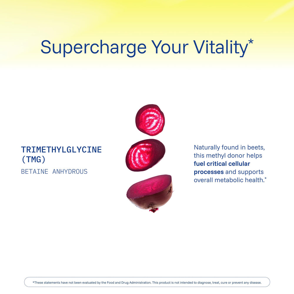 ProHealth Longevity TMG bottle in hand conveys easy daily integration.