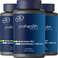 ProHealth Magtein bottle front with capsules for daily focus support.