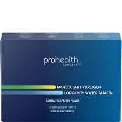 ProHealth Hydrogen Longevity raspberry tablets bottle, refreshing flavor and convenient hydration