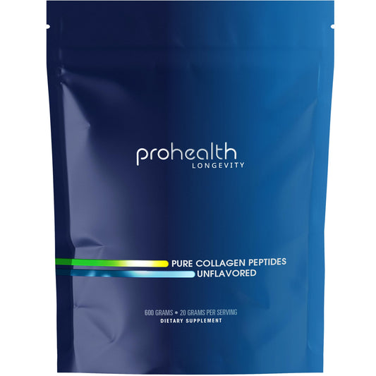ProHealth Pure Collagen Peptides tub front showing the product for daily skin and hair support.