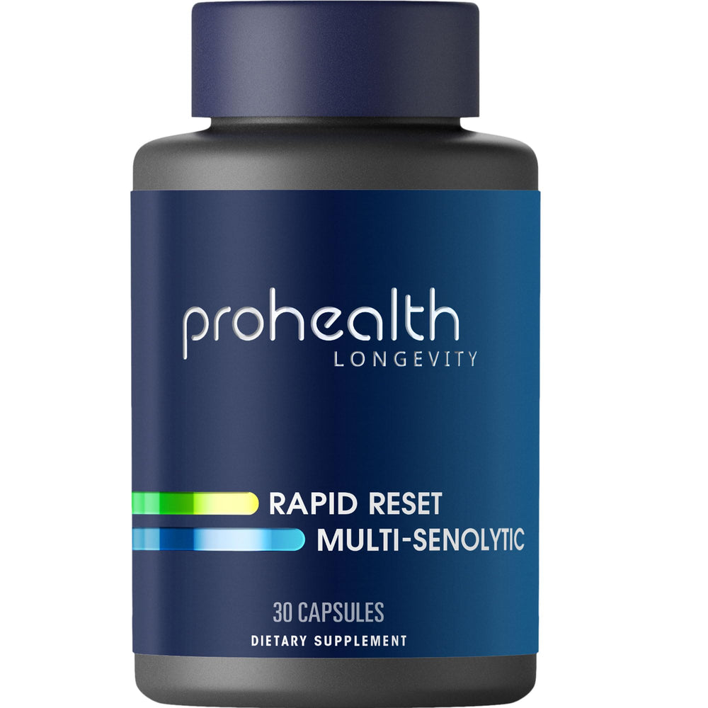 ProHealth Rapid Reset bottle-front showing a doctor-formulated wellness option for longevity-minded routines.
