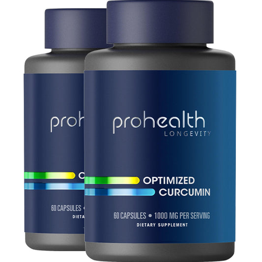 ProHealth Turmeric Curcumin bottle front featuring Longvida extract for bioavailability