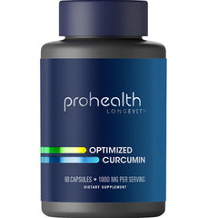 ProHealth Turmeric Curcumin bottle label with 60 capsules for daily use
