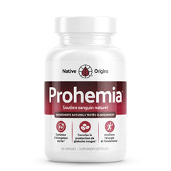 Prohemia tablets close-up highlights compact daily iron supplement.