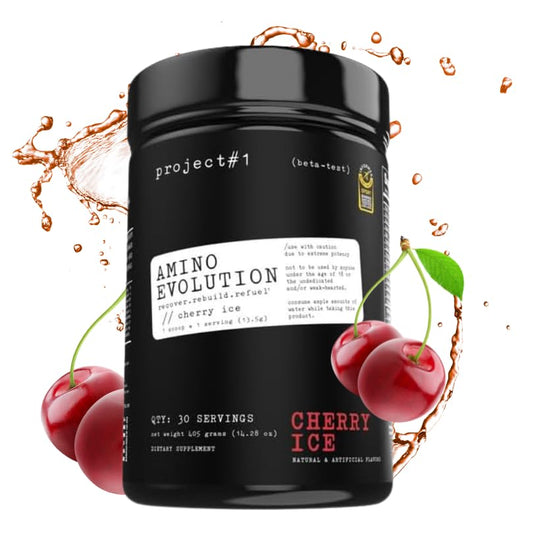 Project #1 AminoEVolution Cherry Ice bottle for keto-friendly hydration and recovery.
