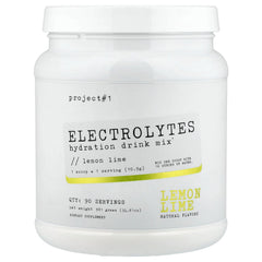 Project #1 electrolyte lemon lime powder for hydration during workouts and daily activity.