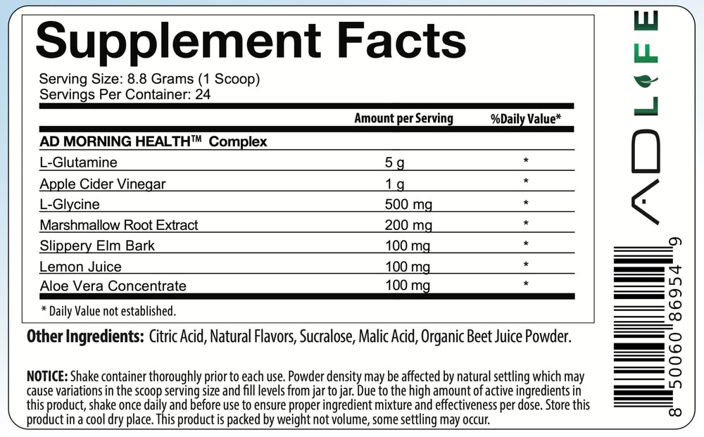 Project AD Life Good Morning Detox bottle ingredients overview for informed use