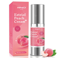 PROJECT PRINK Silky Peach Cream bottle on a clean vanity for intimate comfort
