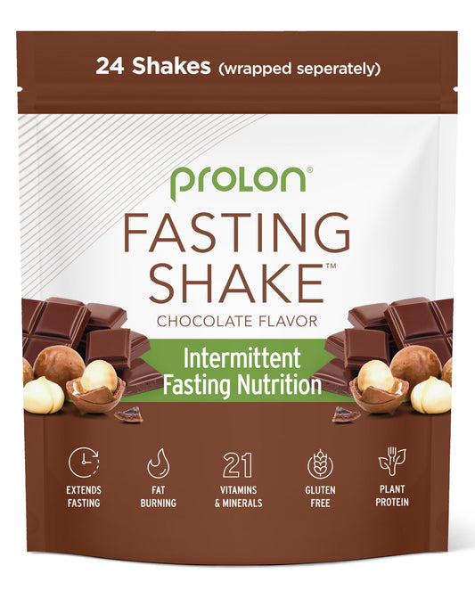 Prolon chocolate drink mix packets offer a convenient morning fasting ritual with plant-based protein.