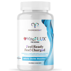 Promescent VitaFLUX bottle front showing compact daily energy supplement