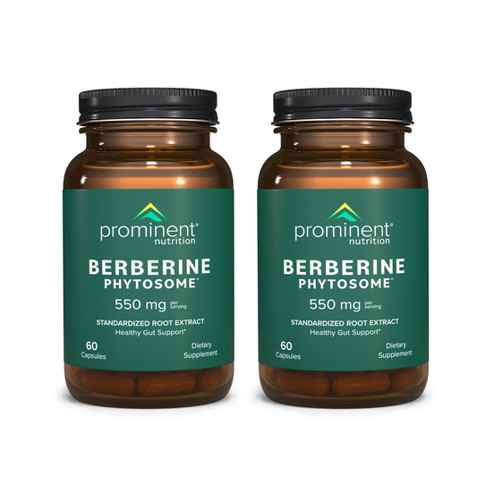 Prominent Nutrition Berberine Phytosome bottle for gut support and dosage clarity.