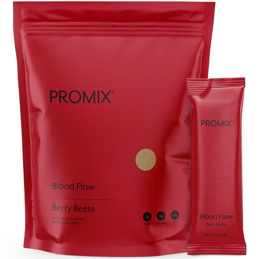 ProMix Nutrition Blood Flow bottle front highlighting nitric oxide support for pre-workout performance.
