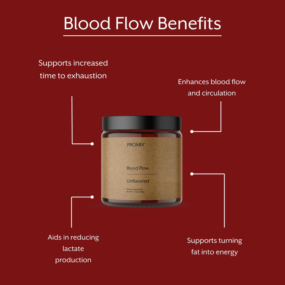 Promix Blood Flow production process showing cold pressing and low-temp dehydration.