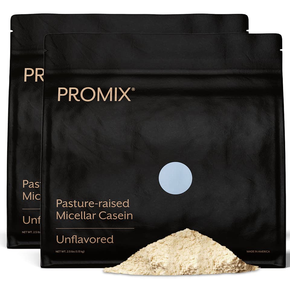 Promix Nutrition Casein bottle front showing grass-fed protein benefits for nighttime recovery