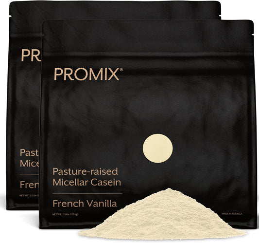 ProMix Nutrition Casein bottle vanilla promotes steady overnight protein delivery