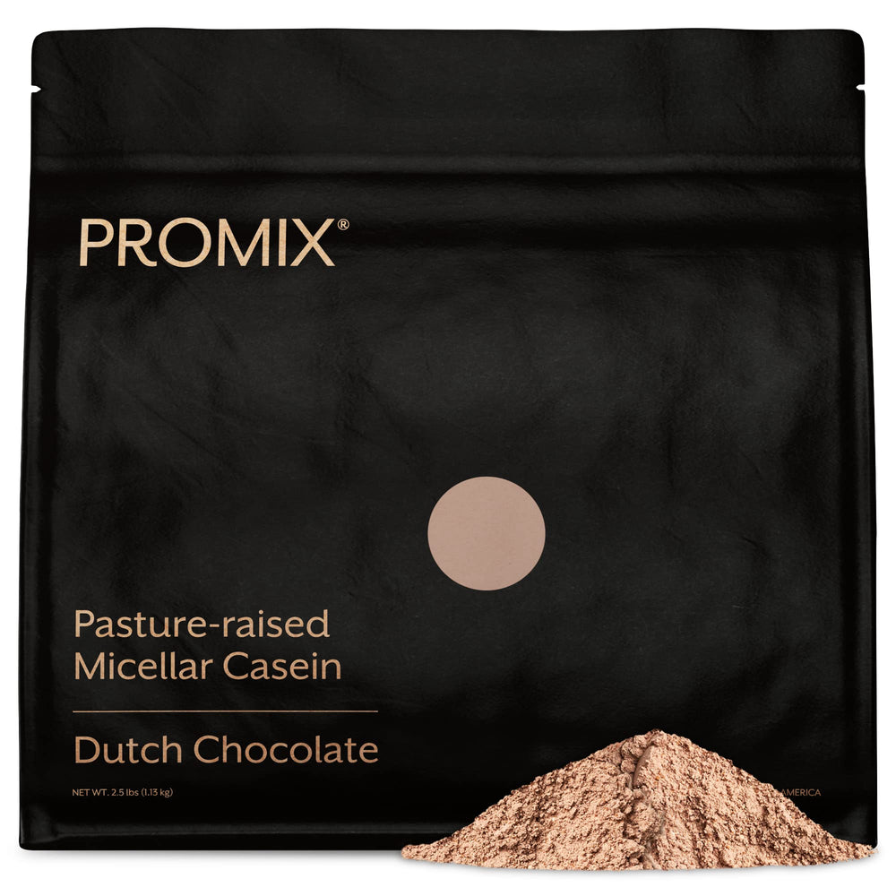 Promix Nutrition Casein bottle in chocolate flavor for slow-release recovery