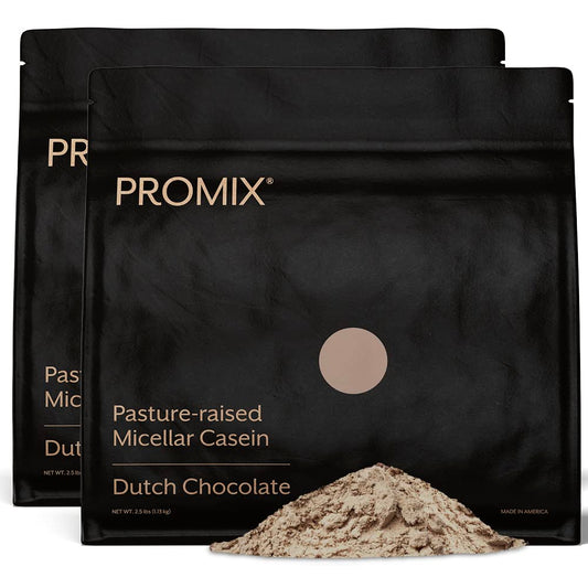 ProMix Nutrition casein protein powder canister for long-lasting amino acid support overnight.