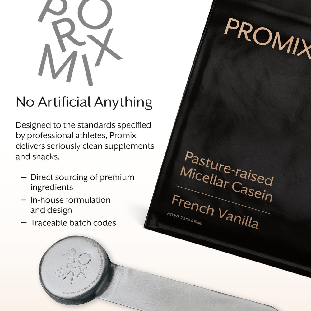 ProMix Casein vanilla-powder closeup emphasizes natural vanilla flavor