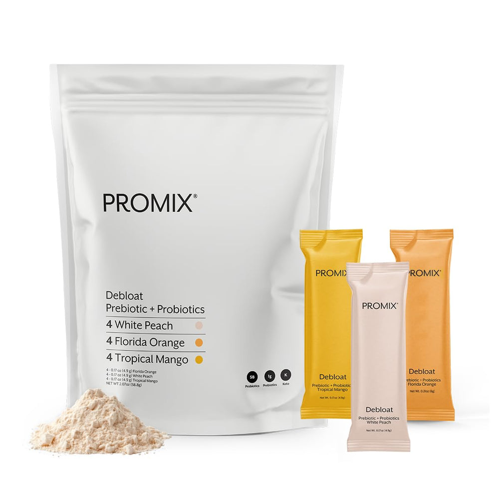 Promix Nutrition Debloat bottle front shows a clean design, signaling gut-friendly support for daily comfort.