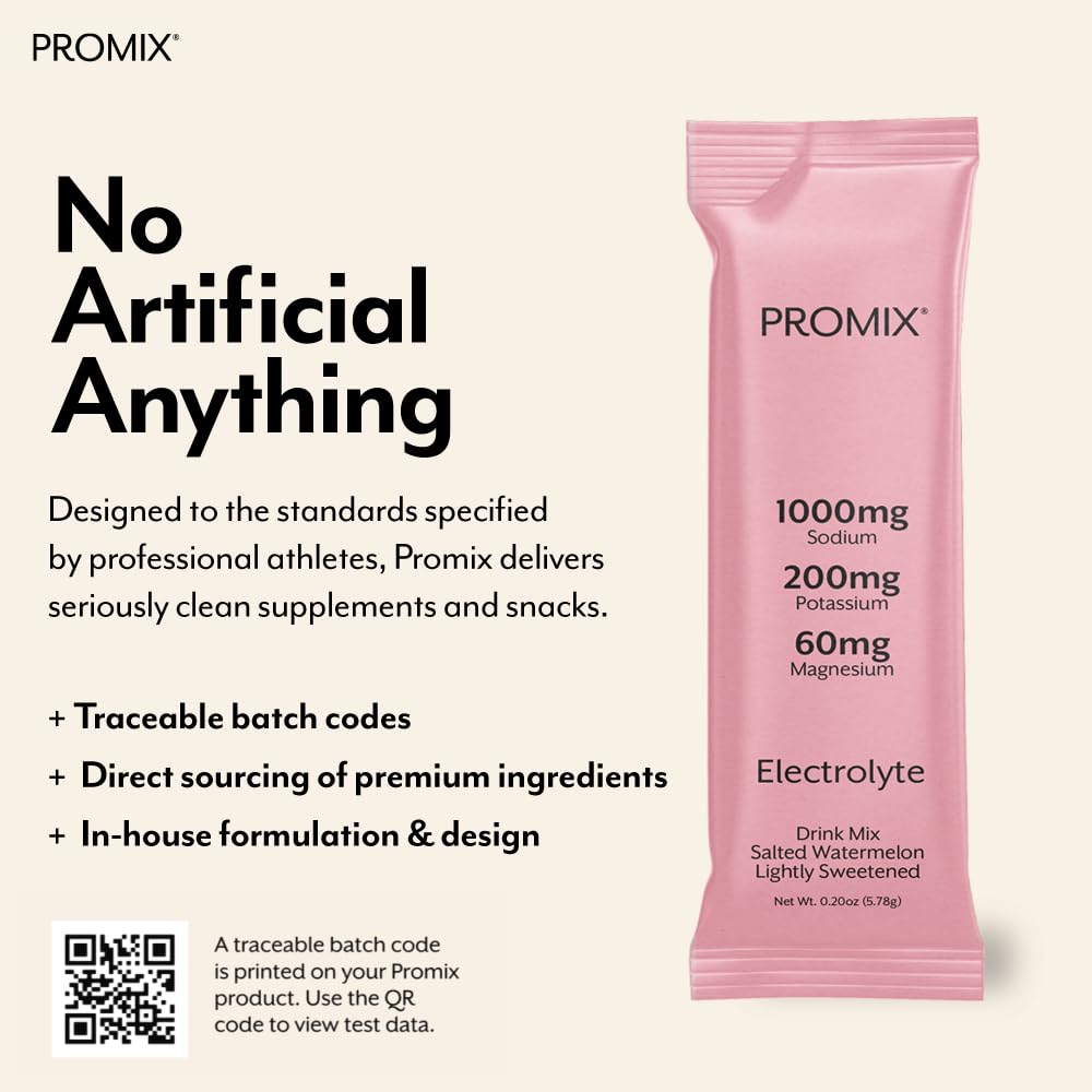 Promix salted watermelon electrolyte sticks with Himalayan salt and Vitamin C.