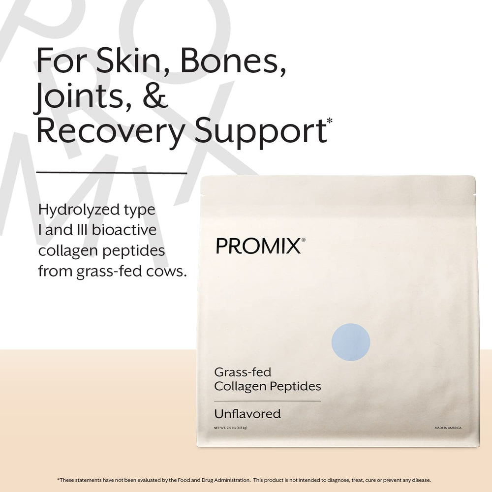 Promix Nutrition collagen peptide scoop highlights 20g protein per serving for energy and workouts