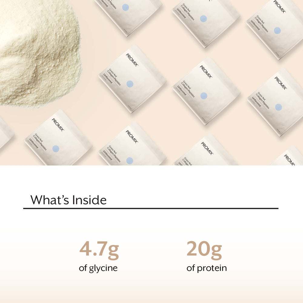 Unsweetened Promix collagen powder blends smoothly into shakes without added flavors