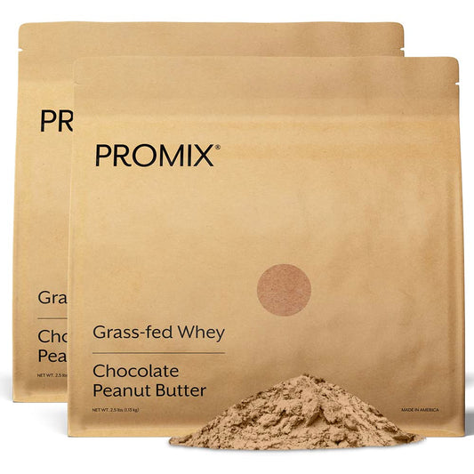 Promix Nutrition undenatured whey powder Chocolate Peanut Butter boosts protein for recovery.