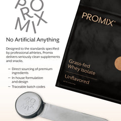 Promix Nutrition Whey Isolate packaging on display highlighting gluten-free, keto-friendly protein.