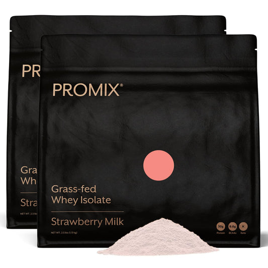 ProMix Nutrition whey protein isolate bottle with strawberry flavor for post-workout shakes