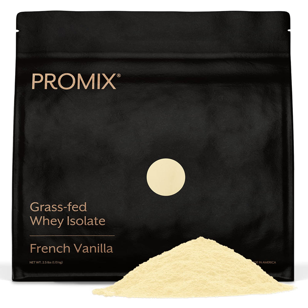 Promix Nutrition whey protein isolate vanilla bottle ready for post-workout use.