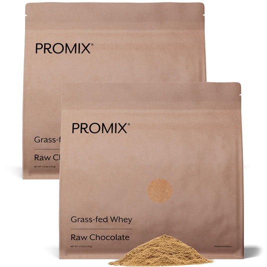 Promix Nutrition whey protein powder raw chocolate pour for quick post-workout shakes
