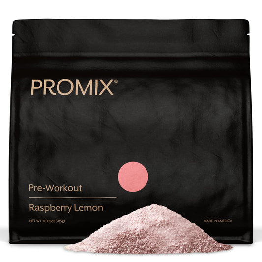 ProMix Nutrition pre-workout Raspberry Lemon powder container for clean energy and focus.