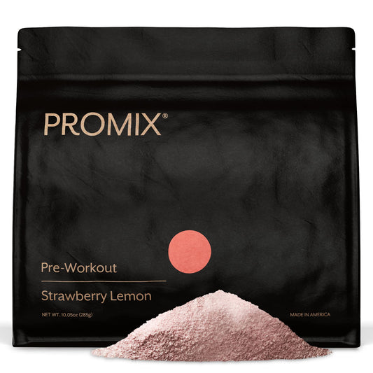 Promix Pre-Workout Strawberry Lemon bottle ready for an energy-boosted training session.