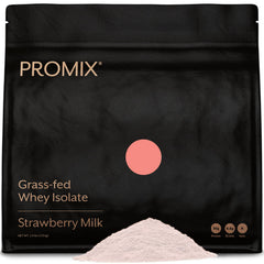 Promix Whey Isolate powder in Strawberry Milk flavor for convenient post-workout shakes.