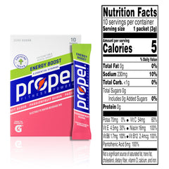 Propel Energy Boost packaging shows no artificial flavors