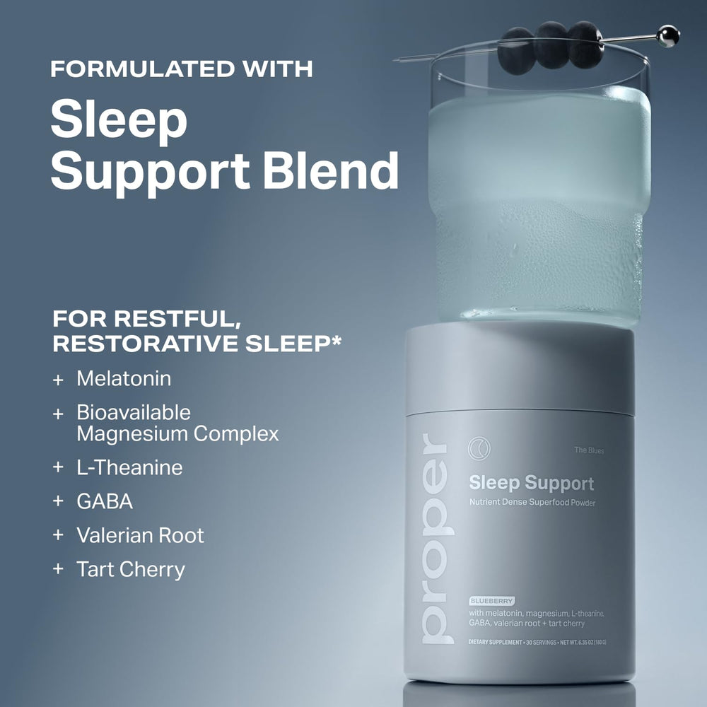 Proper The Blues Sleep Aid blueberry powder detail for flavor and aroma.