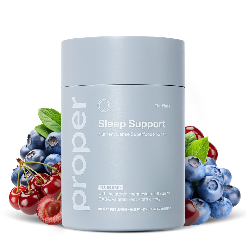 Proper The Blues Sleep Aid bottle front for calm nightly support.