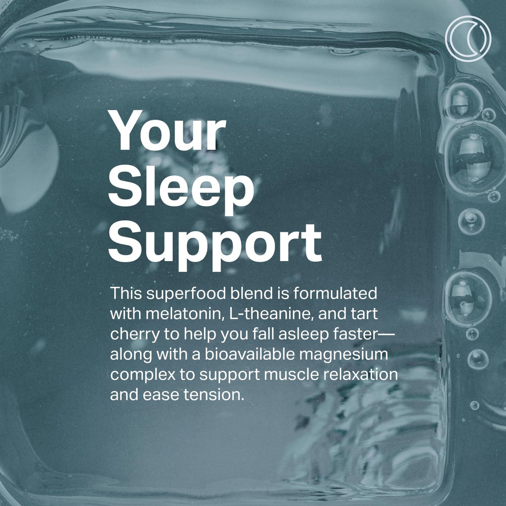 Proper The Blues Sleep Aid label closeup highlights melatonin and magnesium.