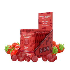 Proper Wild vegan energy gummies pack ready for on the go energy and focus.