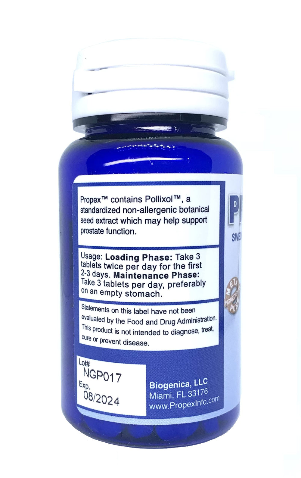 Close-up of Propex label with natural ingredients for daily support