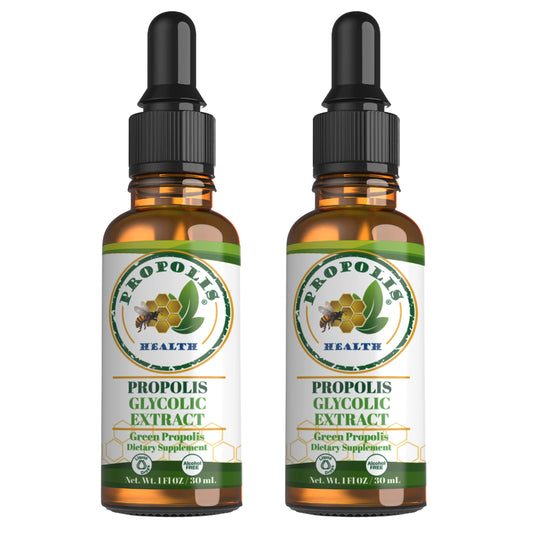Propolis Health Green Propolis Extract bottle with dropper for convenient immune support.