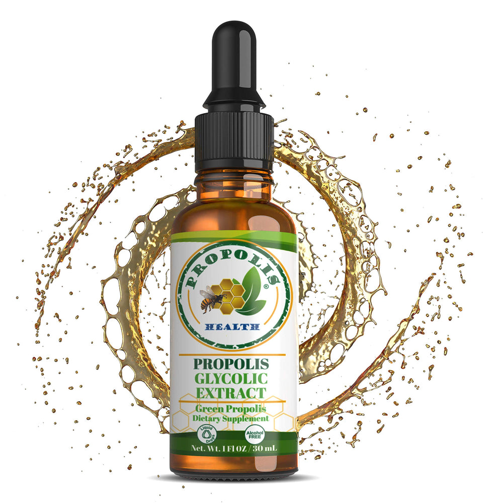 Close-up of green propolis resin, emphasizing natural origin and purity.